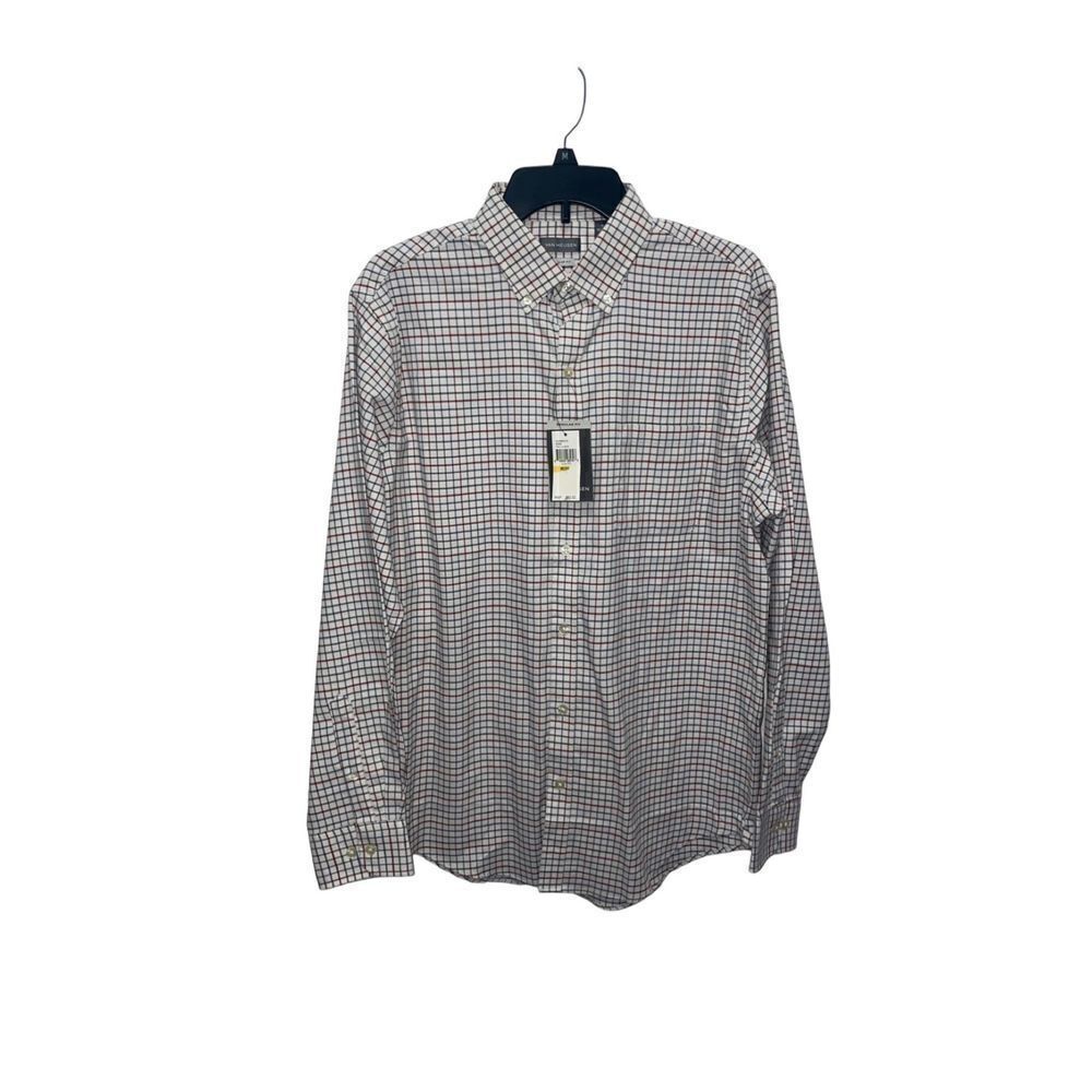 Van Heusen White Plaid “Regular Fit” Long Sleeve Button Down Shirt M15-15.5